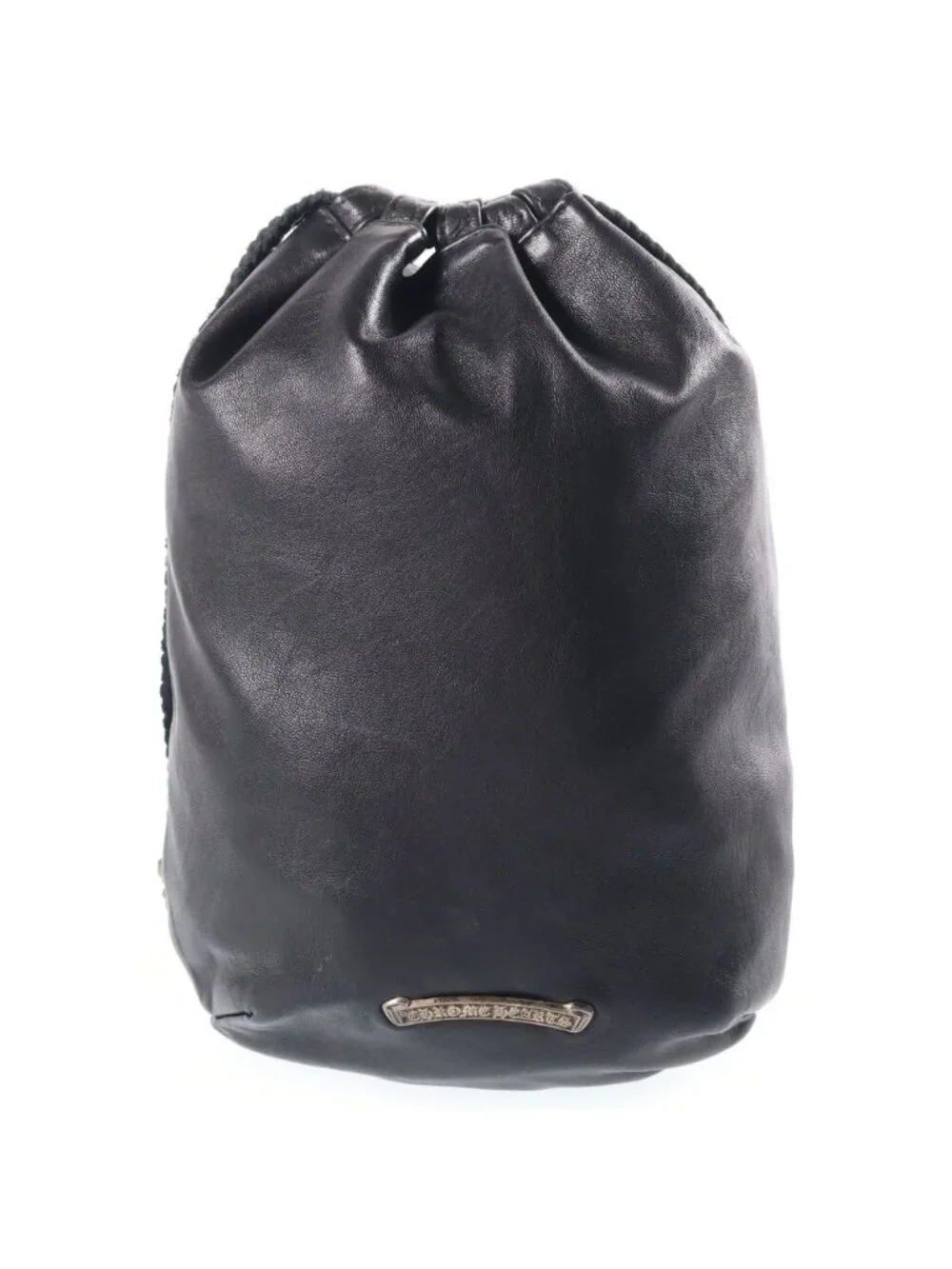 Chrome Hearts Drw Strng Sack Crs Patch Cross Drawstring Sac Leather Handbag